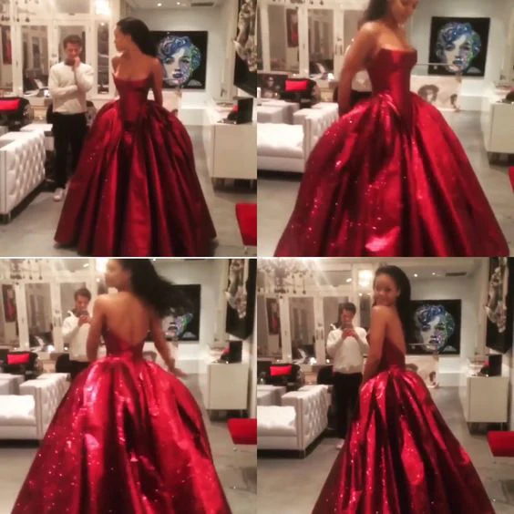 Elegant Burgundy Strapless Satin Long Wedding Guest Dress Formal Party Gown