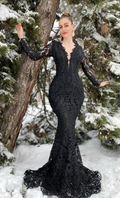 Women's Lace Mermaid Evening Dress, Luxurious Black Prom Dress Y6890