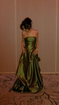 Elegant Olive Green Strapless Satin Sequin Long Birthday Party Dress Evening Gown