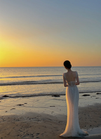 White sequined halter-neck fitted elegant long sexy ball gown R8052