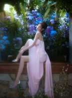 Pink Halter Neck Waist-Cinched Elegant Floor-Length Prom Dress R7088