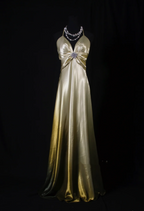 Fashion Halter Satin Mermaid Long Evening Dress Ombre Gold Wedding Guest Dress SP1698