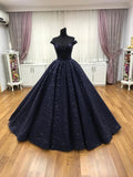 Navy Blue Ball Gown Prom Dresses Long Sexy Prom Dress