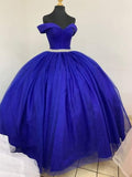 Royal Blue Tulle Princess Ball Gown Long Prom Dress