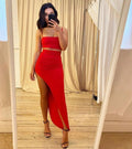 Two Piece Red Formal Occasion Dresses Evening Gowns