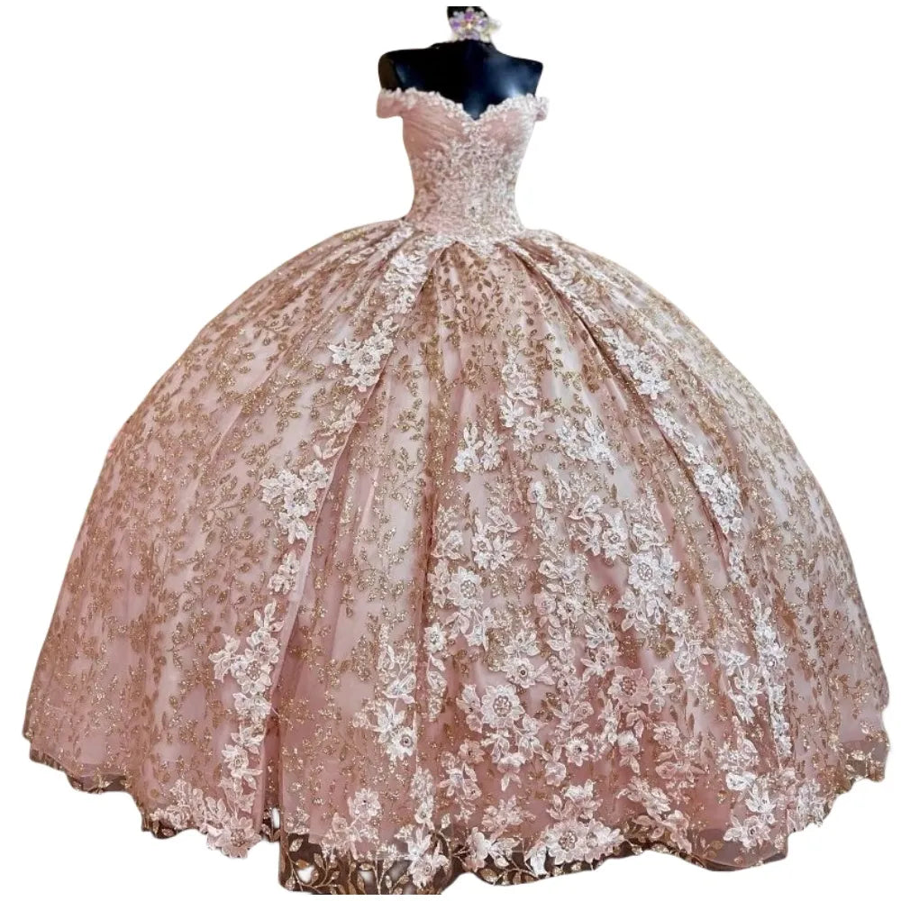 Quinceanera Dress Prom Ball Gowns Applique Corset Back Prom Sweet 16 Dress