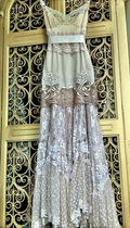 V Neck Lace Long Prom Dress Retro Evening Gown