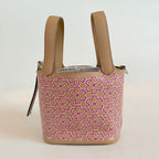 Hermès Micro Lucky Daisy Picotin 14 Swift Chai / Rose / White