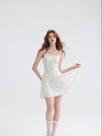 French floral suspender skirt pastoral style dress short skirt holiday style skirt R2800
