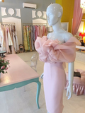 Classy Pink Off The Shoulder Sheath Prom Dress,Pink Formal Gown  cc1114