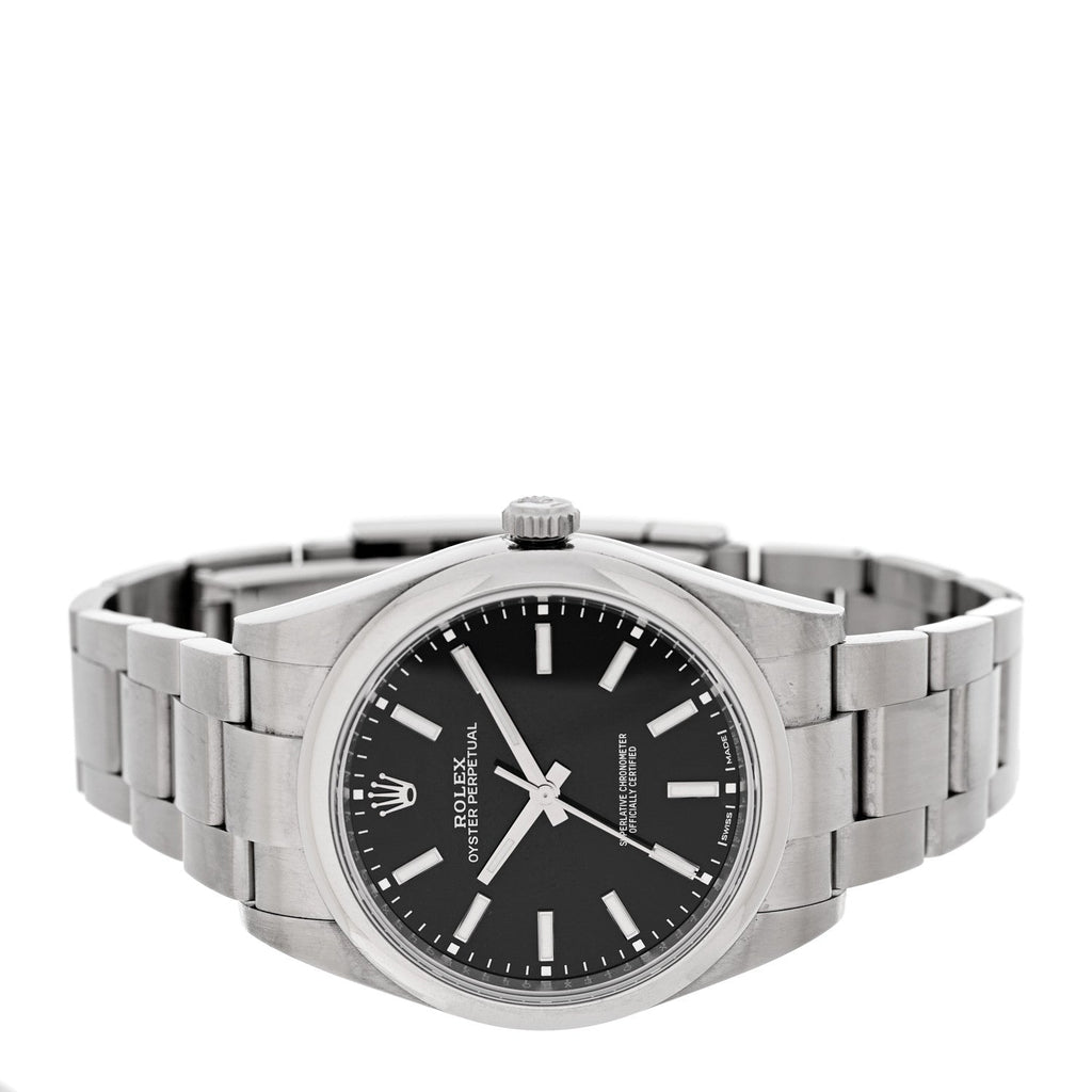 Stainless Steel 39mm Oyster Perpetual Watch Black 114300