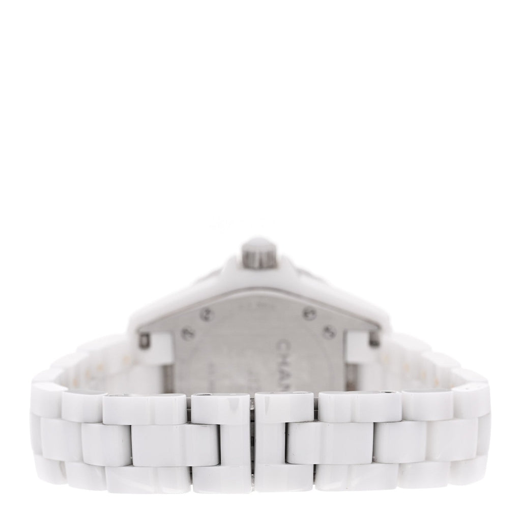 Stainless Steel Ceramic Diamond Mother of Pearl 33mm J12 Quartz Watch White