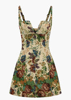 Green suspender waist A-line short skirt homecoming dress R2739