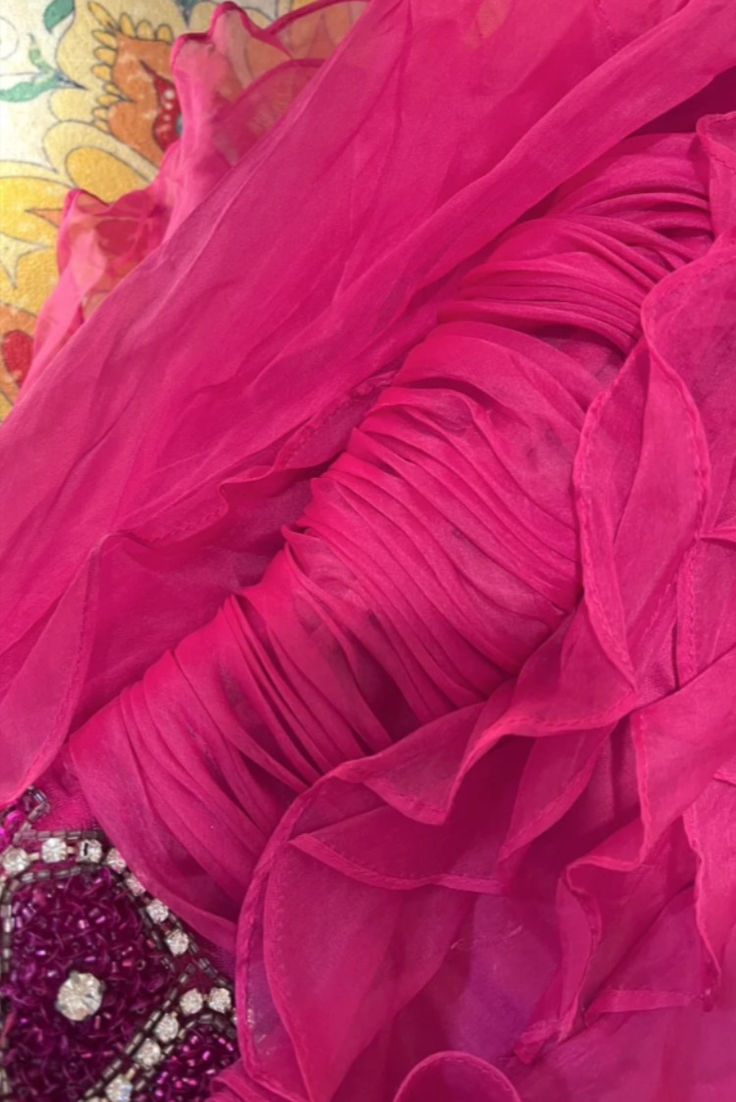 Retro Spaghetti Straps V Neck Chiffon Pleated Ruffles Mermaid Evening Dress Long Prom Gown
