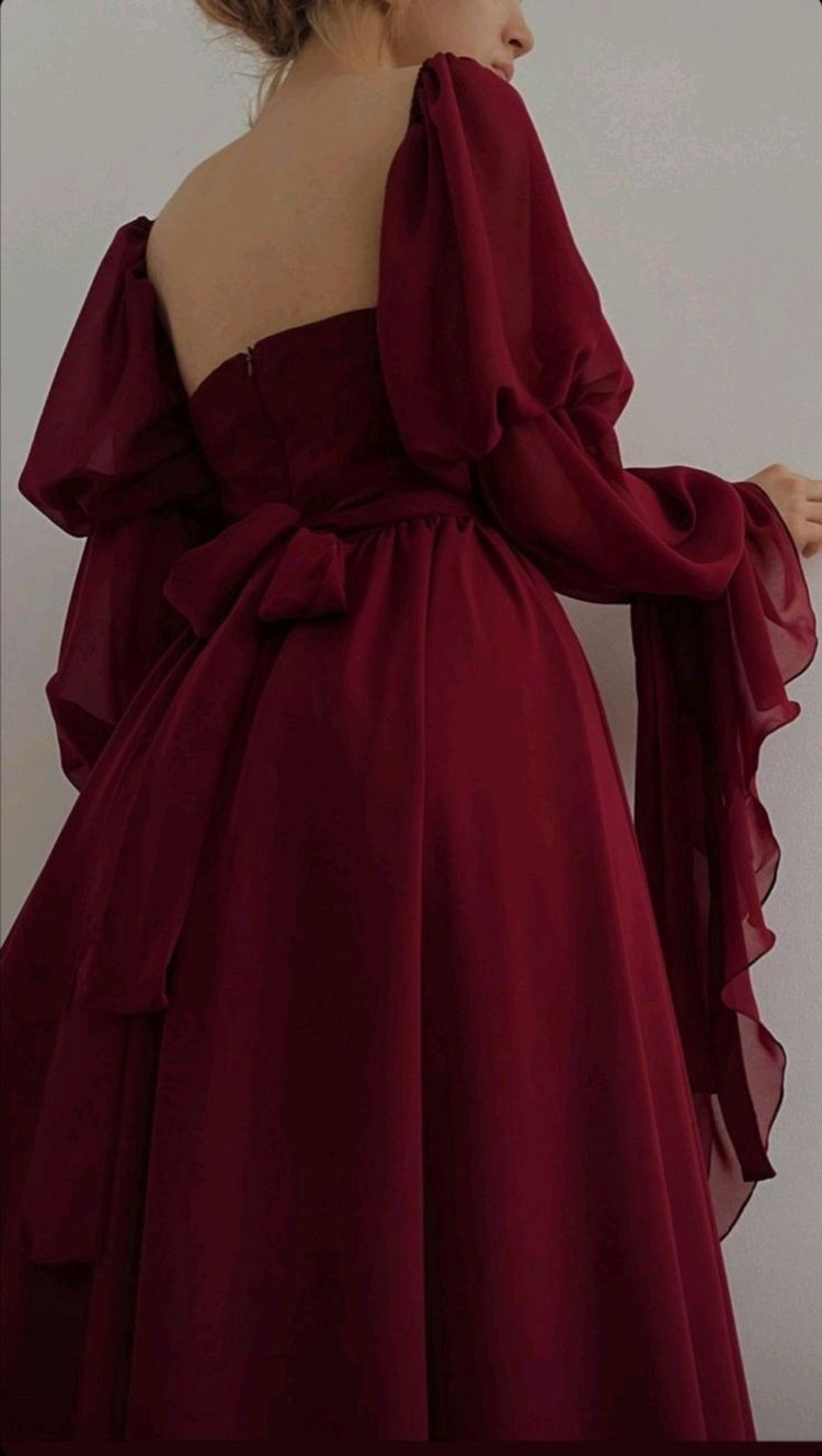 Beautiful Burgundy Vintage Romantic A-line Prom Dress Evening Dress Y2938