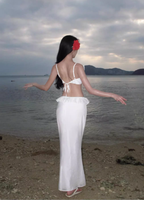Sexy suspender dress pure desire style clothes super fairy vacation wear backless beach dress R1572