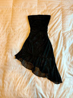Dark retro tube top waist irregular hem short skirt homecoming dress R2613