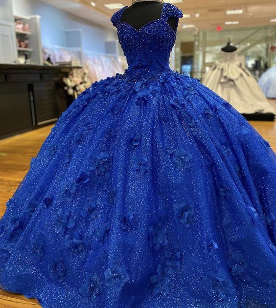Ball Gown Blue Prom Dresses Formal Dresses Puffy Prom Dresses