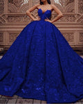 royal blue lace prom dresses ball gown sweetheart corset Prom Dresses