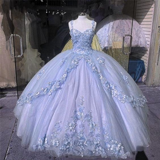 puffy prom dress blue prom dress tulle prom dresses beaded prom dress ball gown quinceanera dress