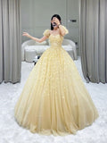 Yellow Prom Dresses Long, Formal Dress, Pageant Dance Dresses, School Party Gown      fg2090