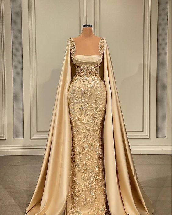 Champagne Satin Women Formal Evening Party Prom Gowns