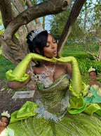 Sweetheart Ball Gown Green Long Prom Dresses Sparkly Rhinestone Tulle Green Sweet 16 Dress