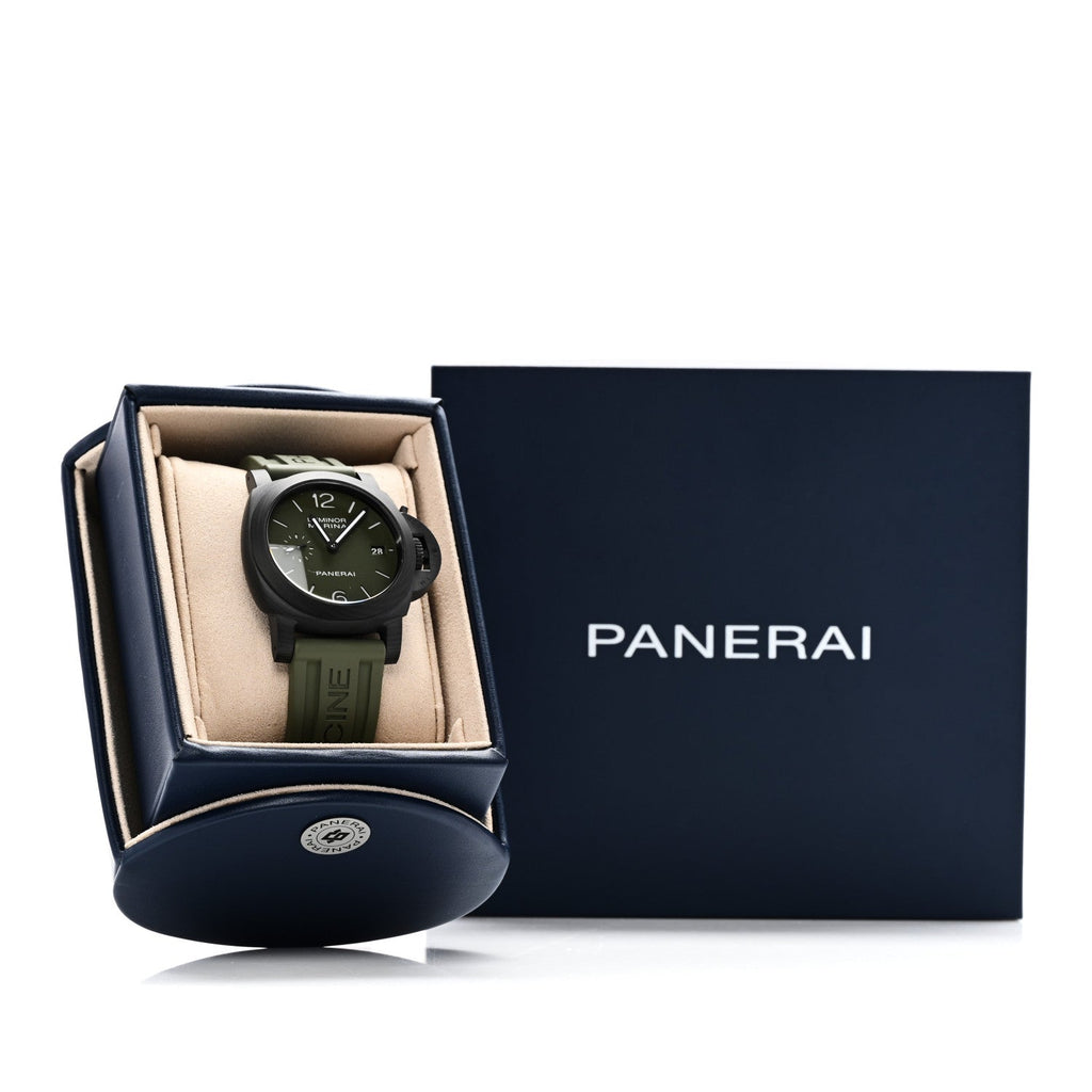 Carbon Rubber 40mm Luminor Quaranta Carbotech Automatic Watch Green PAM01526