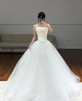 Elegant Ivory Simple Wedding Dress Tulle Wedding Gowns