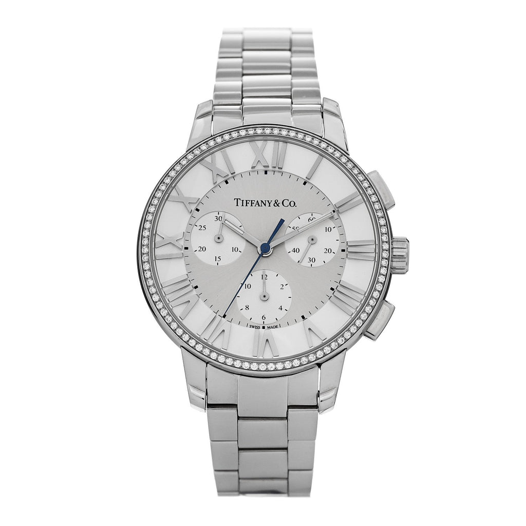 Stainless Steel Diamond Bezel 36mm Atlas Dome Chronograph Quartz Watch