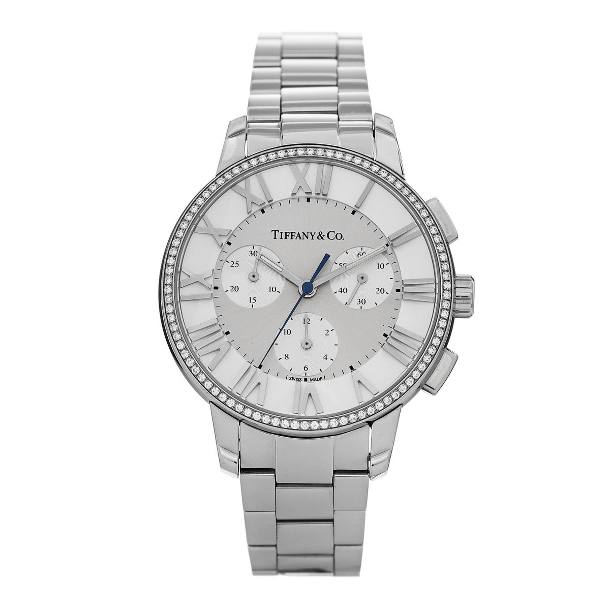 Stainless Steel Diamond Bezel 36mm Atlas Dome Chronograph Quartz Watch