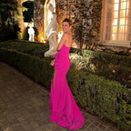 Strapless Prom Dresses Sheath Celebrity Party Gowns Flowers Occasion Evening Dresses
