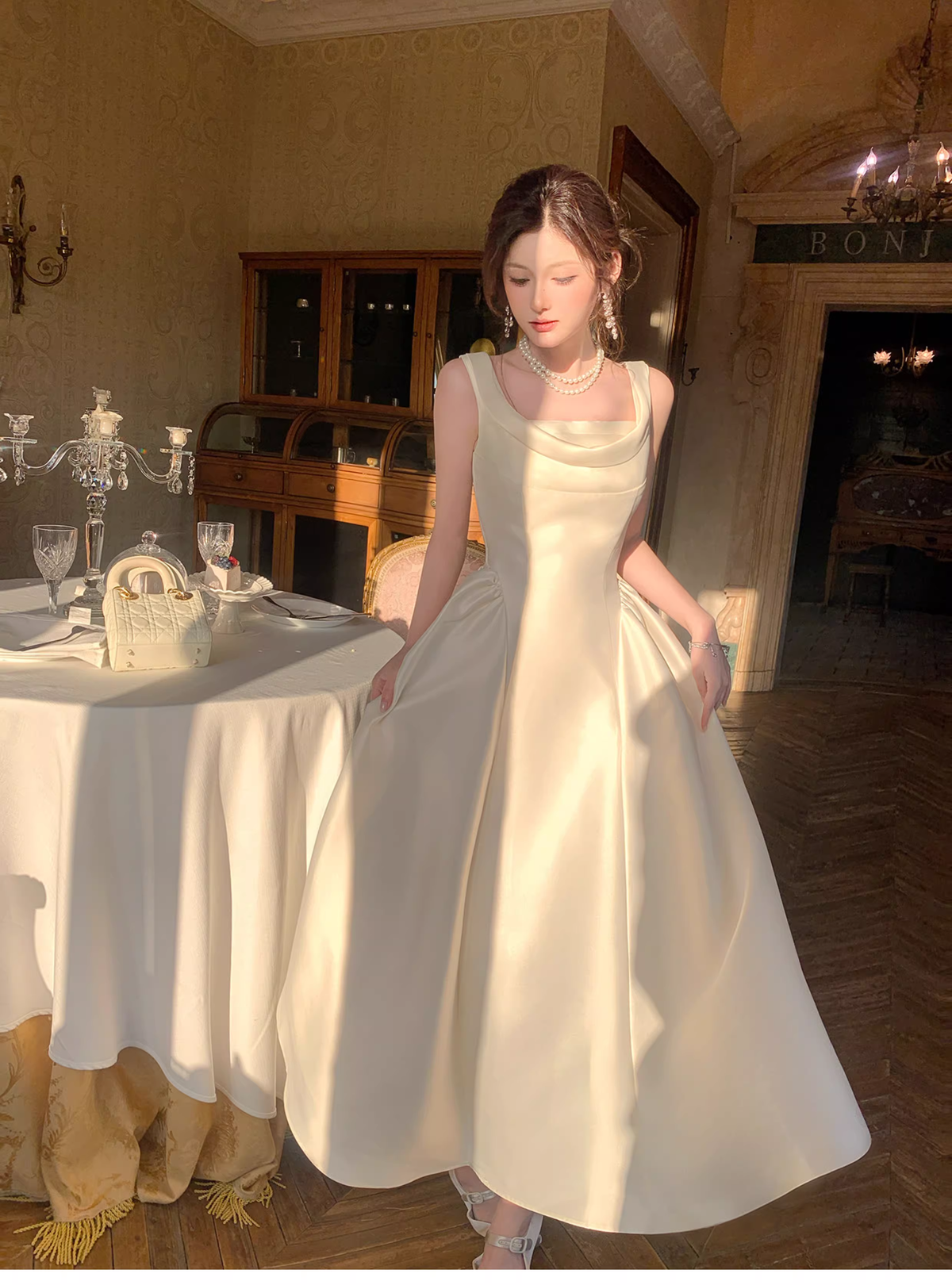 Charming Off The Shoulder White Satin Pleated Mermaid Long Evening Dress Birthday Dress SP1642