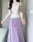 Gentle temperament white short-sleeved T-shirt skirt generous and decent beautiful outfit suit R0878