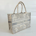 Dior Grey/White Embroidered Canvas Medium Book Tote