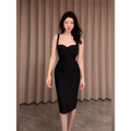 Black stretchy halter dress, sexy bodycon skirt  G133