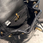 CHANEL 24C Black Lambskin Quilted 19 Flap Backpack Mixed Hardware