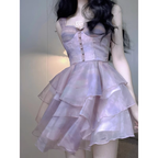 Cute Ball Gown Straps Lilac Short Cocktail Dresses Birthday Outfits