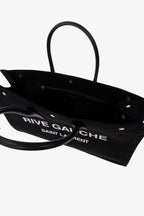 Saint Laurent Paris Rive Gauche Canvas Tote Bag Cotton NOIR ET BLANC 18.8 X 14.1 X 6.2 IN