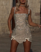 Gorgeous Tulle Beaded Sheath Short Cocktail Dress Formal Graduation Homecoming Dress Y9484