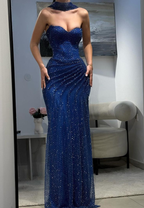 Hot Pink Strapless Slit Mermaid Evening Dress Long Party Dress Y8707