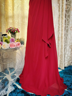 Charming Red One Shoulder Satin Pleated Mermaid Long Party Dress Formal Wedding Guest Dress SP1948