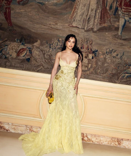 Charming Spaghetti Straps Lace Mermaid Yellow Long Party Dress Evening Gown