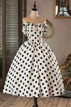 White and Black Polka Dots Short Prom Dress, Lovely A-Line Party Dress cg26225