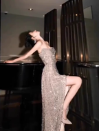 Toast dress birthday dress small dress niche high-end temperament heavy sequin tube top dress R1786