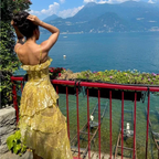 Unique Spaghetti Straps Lemon Yellow Tiered Long Prom Dress Sexy Party Evening Gown cc1495