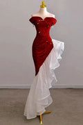 Mermaid Off the Shoulder Prom Gown with Sequins Sparkly Formal Dresses