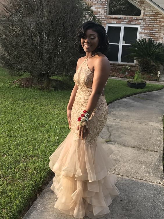 Champagne Mermaid Evening Dress 2024 Long Formal Prom Gowns
