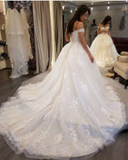 Lace Embroidery Sweetheart Off The Shoulder Wedding Dresses Ball Gowns