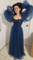 Puffy Sleeve Prom Dress Sweetheart Tulle Formal Evening Gowns Princess Dresses